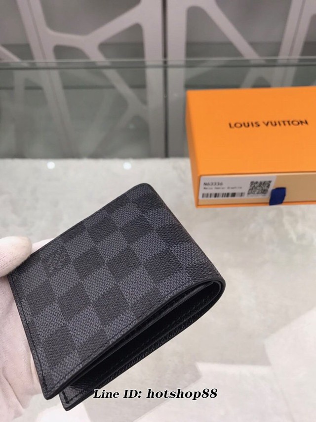 路易威登LV錢包 N63336 Damier Graphite零錢包 LV黑格男士短夾 xxlv1851